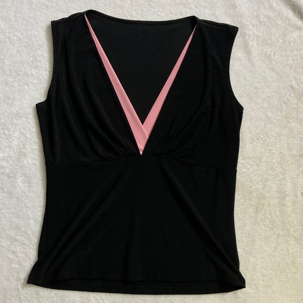 H&M Black and Pink V-Neck Top